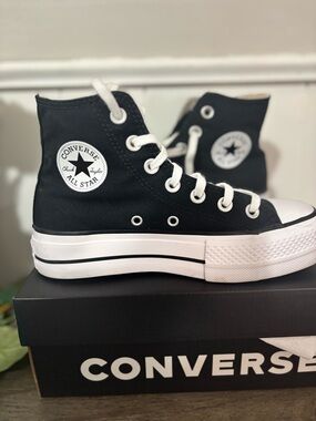 Like New Converse Black & White Platform Chuck Taylor High Tops